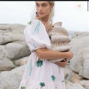 Oliphant Bubble Skirt Mini Dress Frond Green Palm Tree Leaves Sz xxs